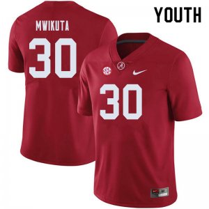 NCAA Youth Alabama Crimson Tide #30 King Mwikuta Stitched College 2019 Nike Authentic Crimson Football Jersey LS17R56SQ
